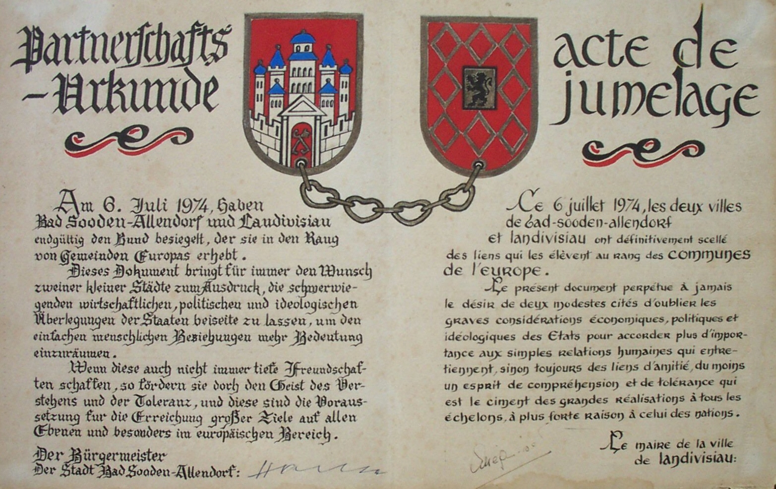 La charte signée à Landivisiau le 6 juillet 1974